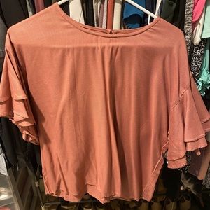 Pink ruffled sleeve dress top